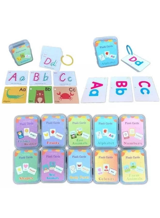 2 Sets Educational Flashcards Pocket Card Preschool Teaching Cards for kids, Colors & Shapes