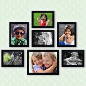 AJANTA ROYAL Synthetic Wood Wall Photo Frame (frame size - 6.1 x 8.1 inch (4 pieces), 7.1 x 9.1 inch (2 pieces), 9.1 x 11.1 inch(1 pieces), Black)