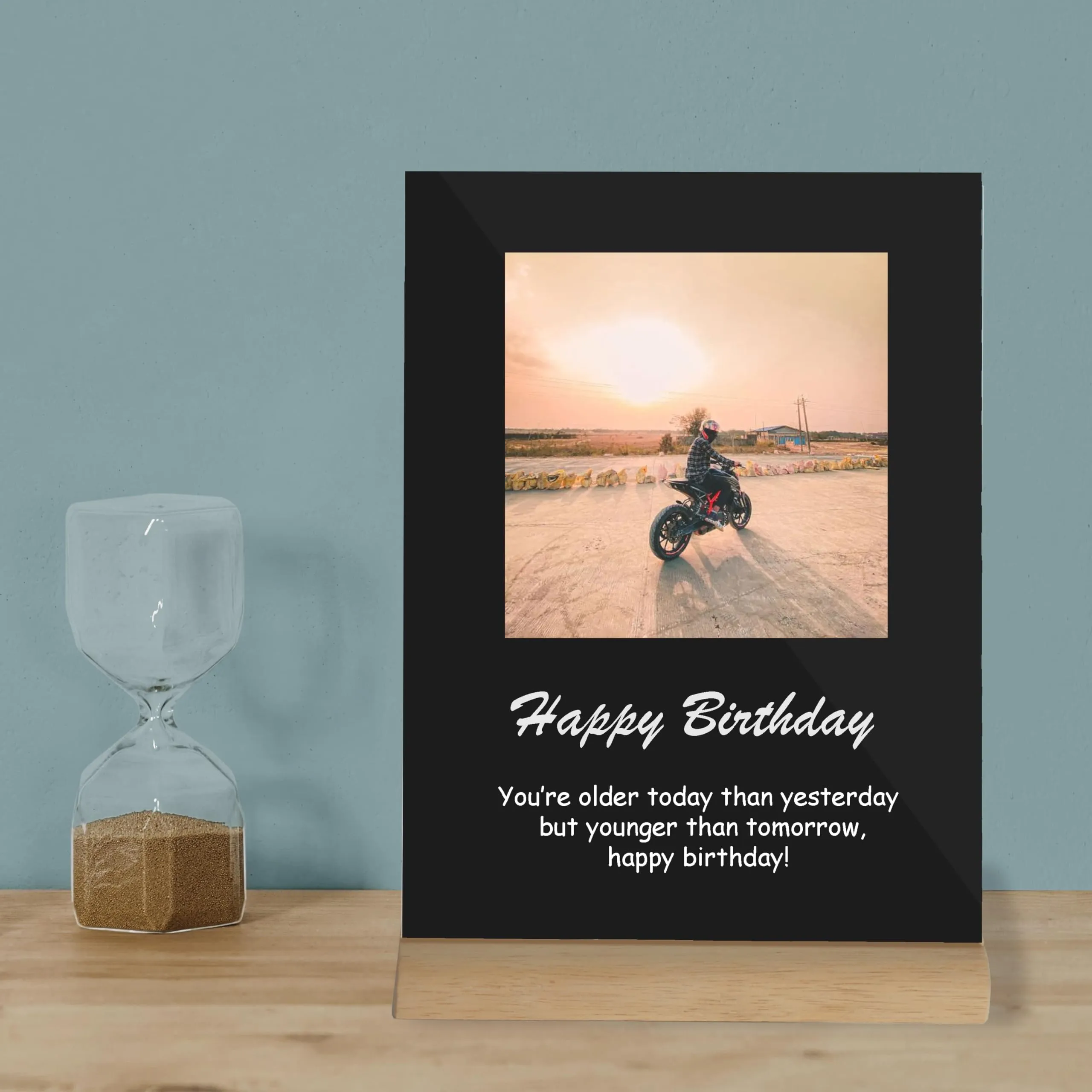 Amazingily Customized Photo and Text Message With Wooden Stand Stand | Personalized Printed Frame | Gift | Birthday | Anniversary (Black, Acrylic, 6 * 9 Inches, Black),Tabletop