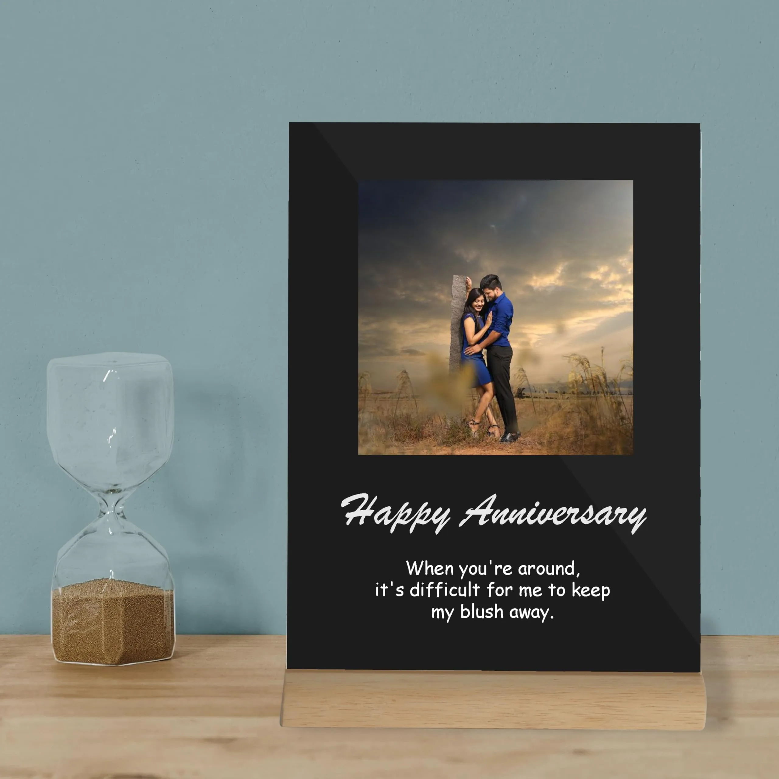 Amazingily Customized Photo and Text Message With Wooden Stand Stand | Personalized Printed Frame | Gift | Birthday | Anniversary (Black, Acrylic, 6 * 9 Inches, Black),Tabletop