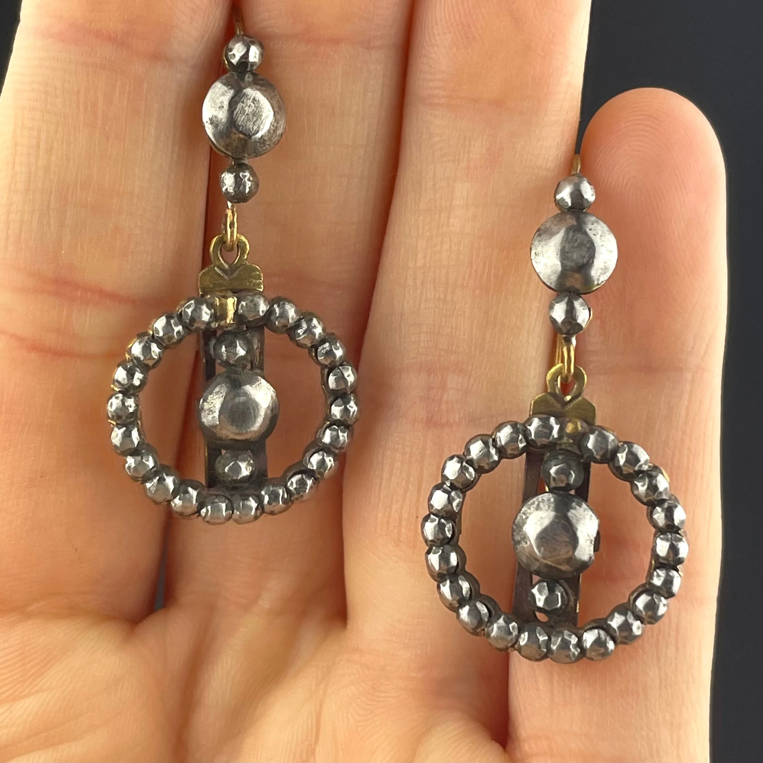 Antique Victorian Cut Steel Drop Earrings