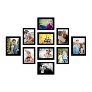 Art Street Photo Frame For Wall Set Of 10 Black Picture Frames For Home Decoration, Wall Decor Ecoseries -Size -6X8,5X7 Inches,Medium Density Fibreboard;Synthetic Wood;Plexiglass, Rectangular