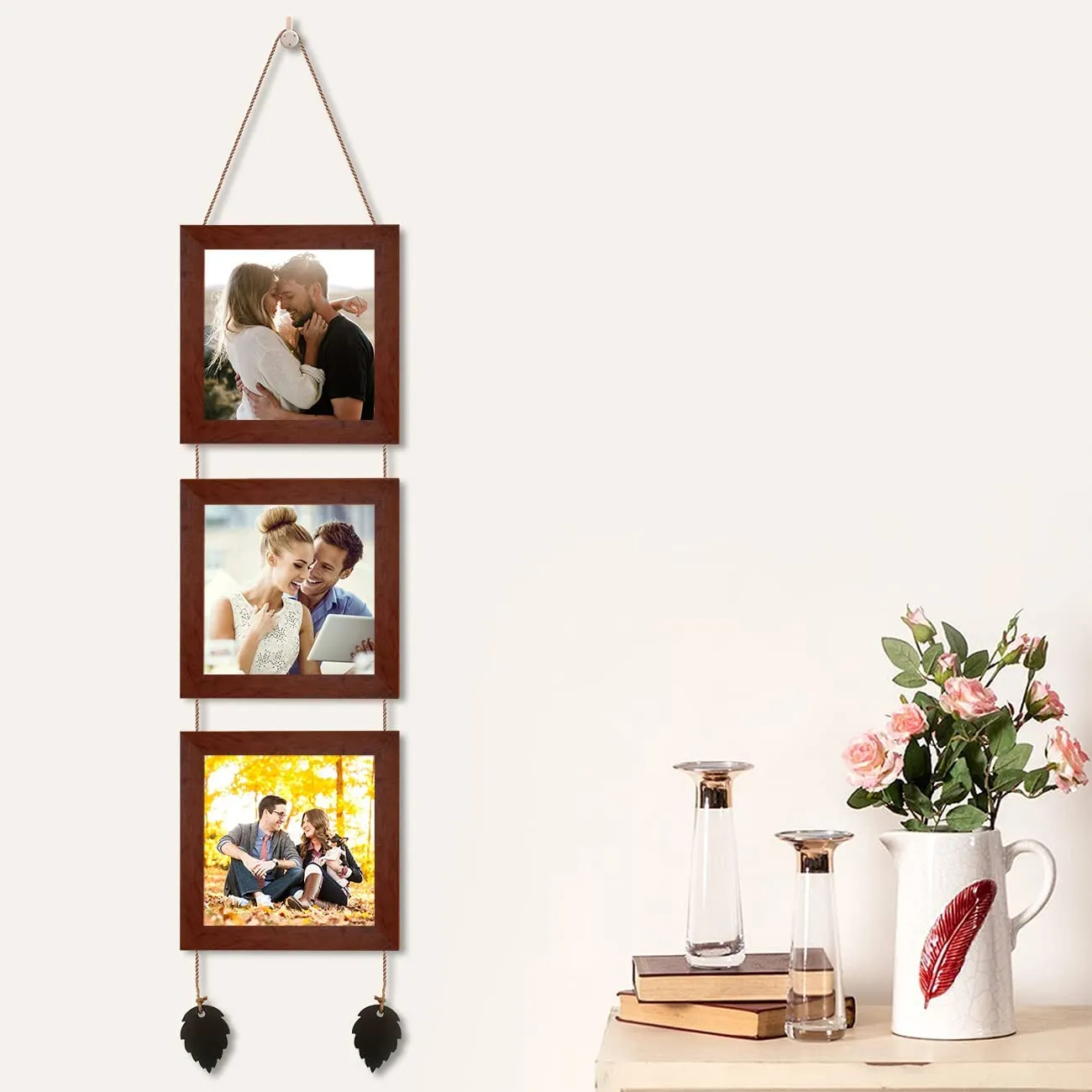 Art Street Photo Frame For Wall Set Wall Hanging Photo Frame For Home and Office Decoration (5x5 Inch - Brown)