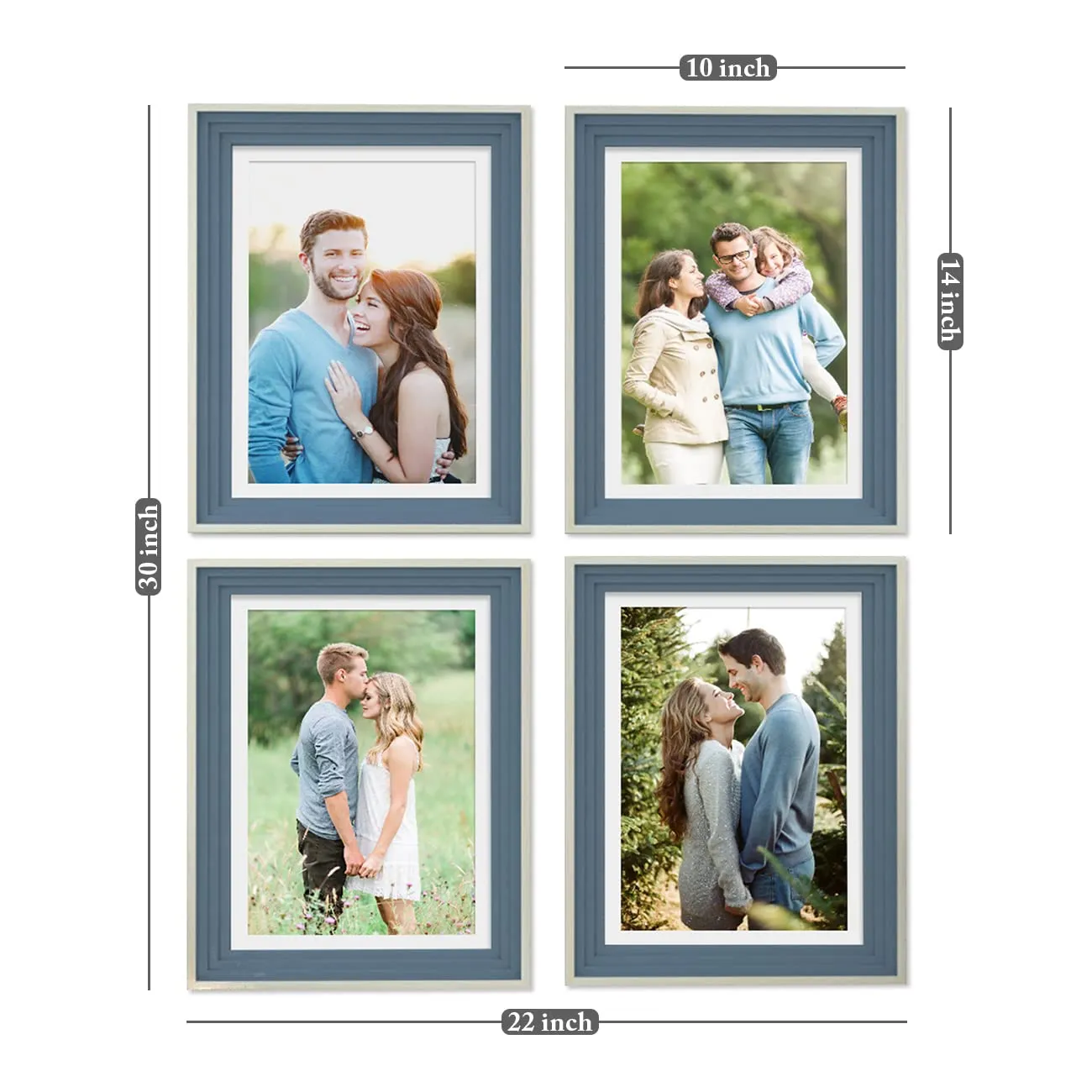 Art Street Picture Frames Set of 4 Wall Mounted Premium 3D Photo Frame Vertical & Horizontal Wall Hanging Individual Collage for Home Décor (Blue, Size 8 x 12 inch)