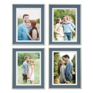 Art Street Picture Frames Set of 4 Wall Mounted Premium 3D Photo Frame Vertical & Horizontal Wall Hanging Individual Collage for Home Décor (Blue, Size 8 x 12 inch)