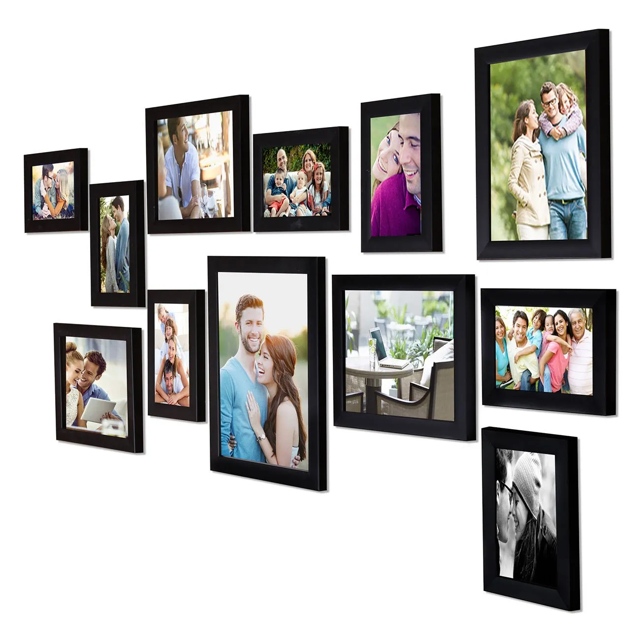 Art Street - Set of 12 Individual Black Wall Photo Frames Wall Hanging (Mix Size)(7 Units 4x6, 4 Units 6X8, 1 Unit 8X10 inch)||