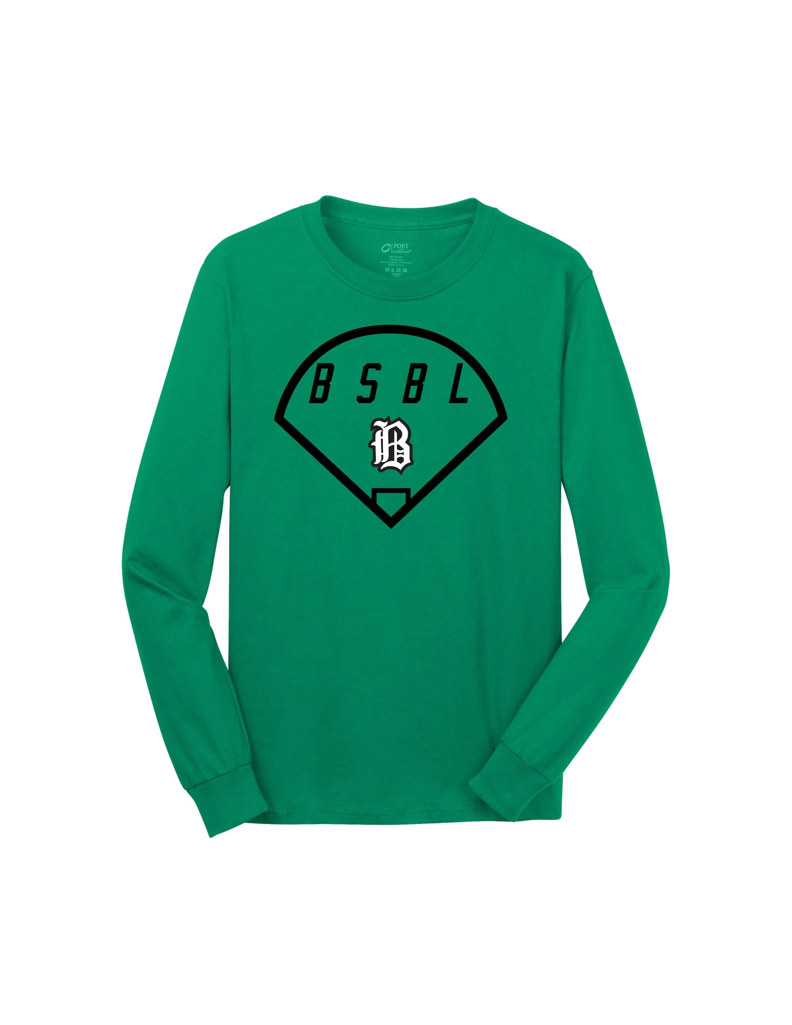 Badin Baseball - BSBL LS Tee (Kelly Green)