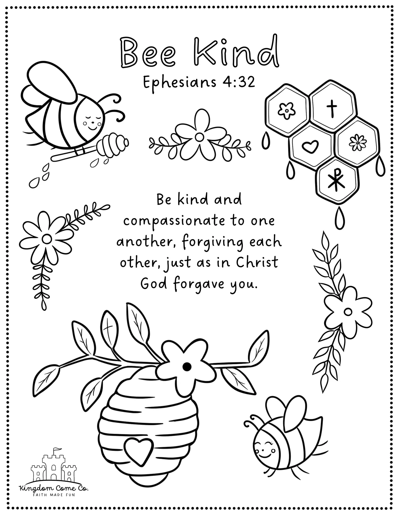 Bee Kind Coloring Page