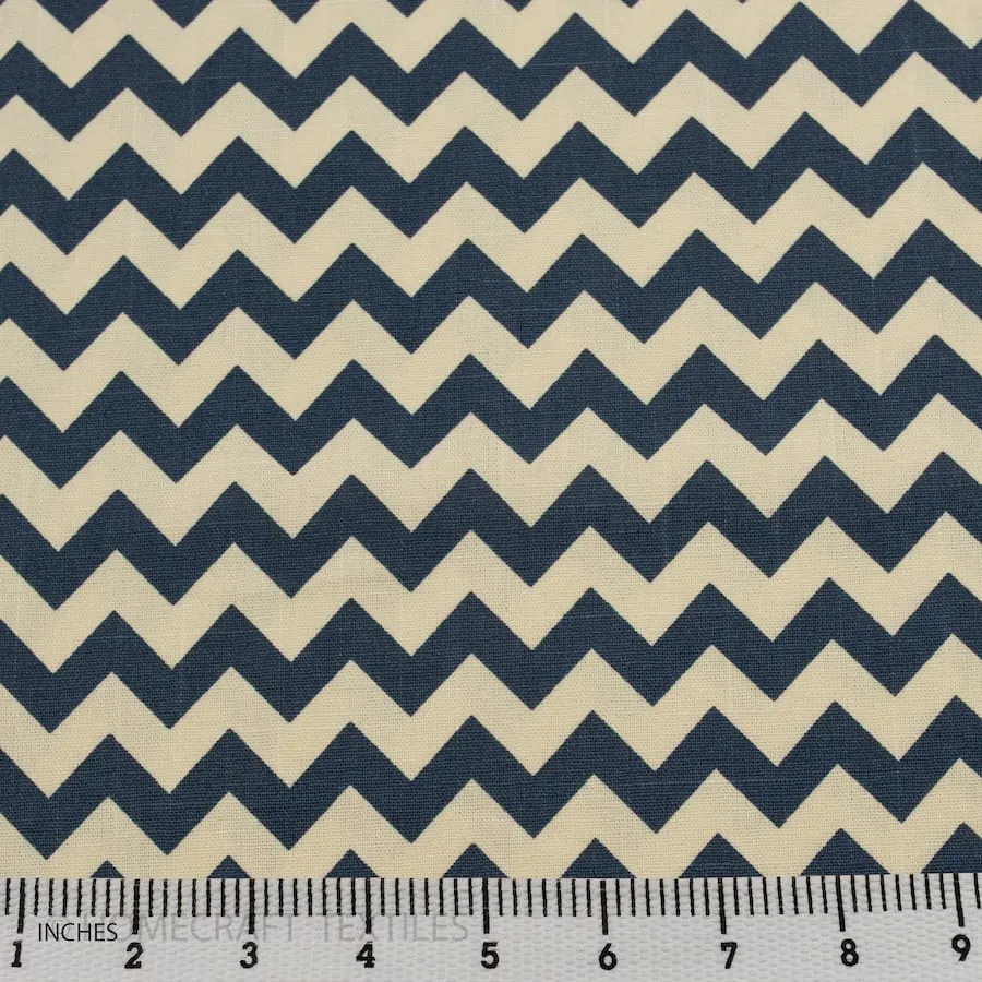 Blue Chevron Cotton Canvas Print