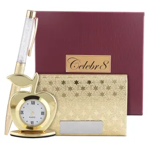 Celebr8 Men Gift Pack with Clock, Pen & Card Holder I Wallet Gift Set I Men Gifts for Birthday I Men Gift Box I Birthday Gift Hamper for Boyfriend/Husband/Wife/Friend I Gift for Man