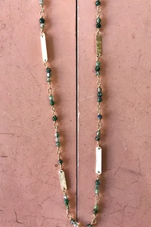 Cobamae Baguette Necklace - Moss Agate