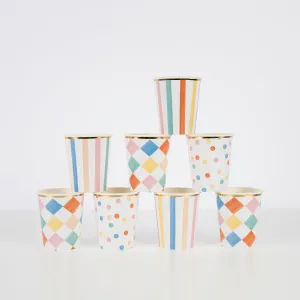 Colourful Pattern Cups (x 8)