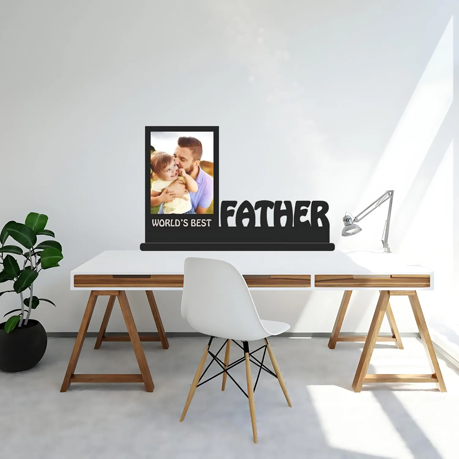 COMONOT World's Best Father Wooden Photo Frame Table Top 12x8 Inch Single Photos for Best Birhtday Gift Father's Day, Retirement Sorry Love Gift for Daddy Papa Father,Rectangular Tabletop