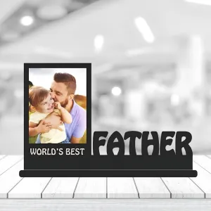 COMONOT World's Best Father Wooden Photo Frame Table Top 12x8 Inch Single Photos for Best Birhtday Gift Father's Day, Retirement Sorry Love Gift for Daddy Papa Father,Rectangular Tabletop