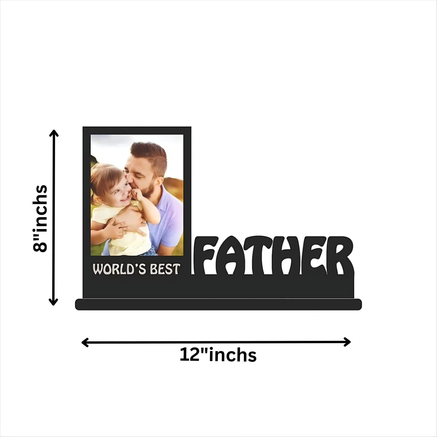 COMONOT World's Best Father Wooden Photo Frame Table Top 12x8 Inch Single Photos for Best Birhtday Gift Father's Day, Retirement Sorry Love Gift for Daddy Papa Father,Rectangular Tabletop