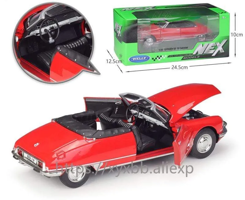 Diecast 1:24 Car CITROEN DS 19 Cabriolet Simulator Classic Model Vintage Car Alloy Metal Toy Car For Kid Gift Collection