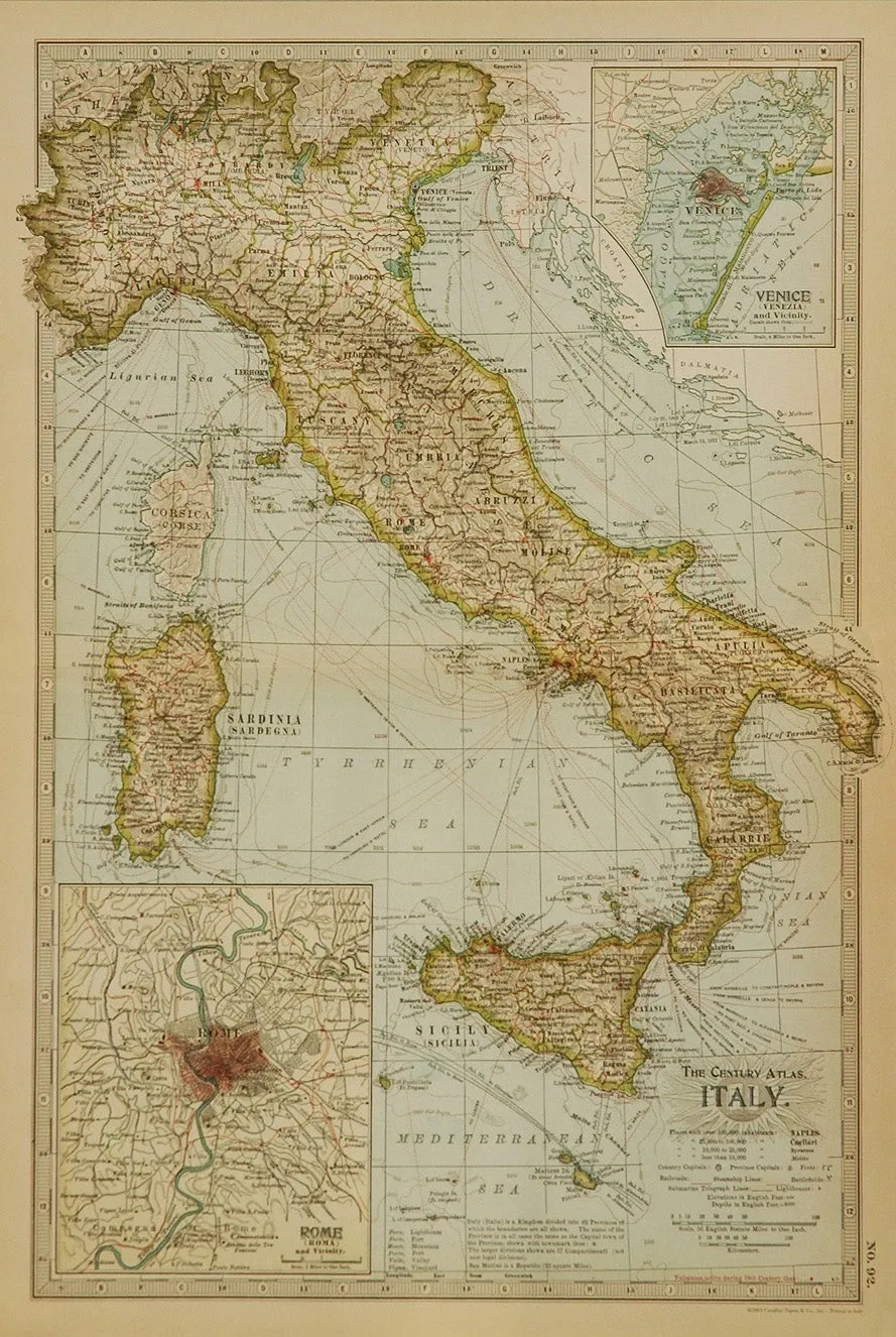 Florentine Print Map of Italy