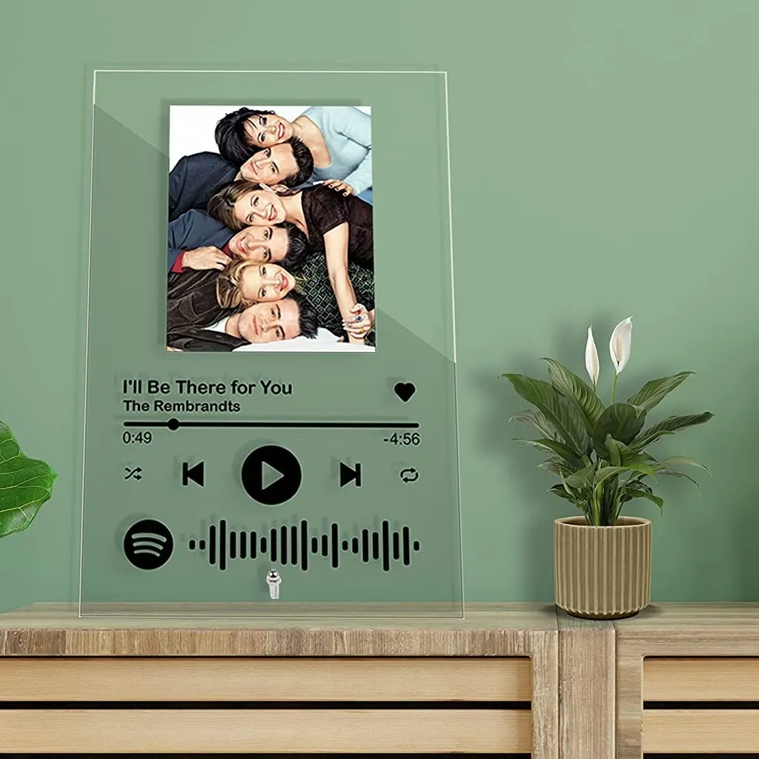 Giftplease Customized Photo and song Spotify Frame With Steel Removable Stand | Personalized Printed Plaque with scannable code | Gift | Birthday | Anniversary (Transparent, Acrylic, 6 * 9 Inches)