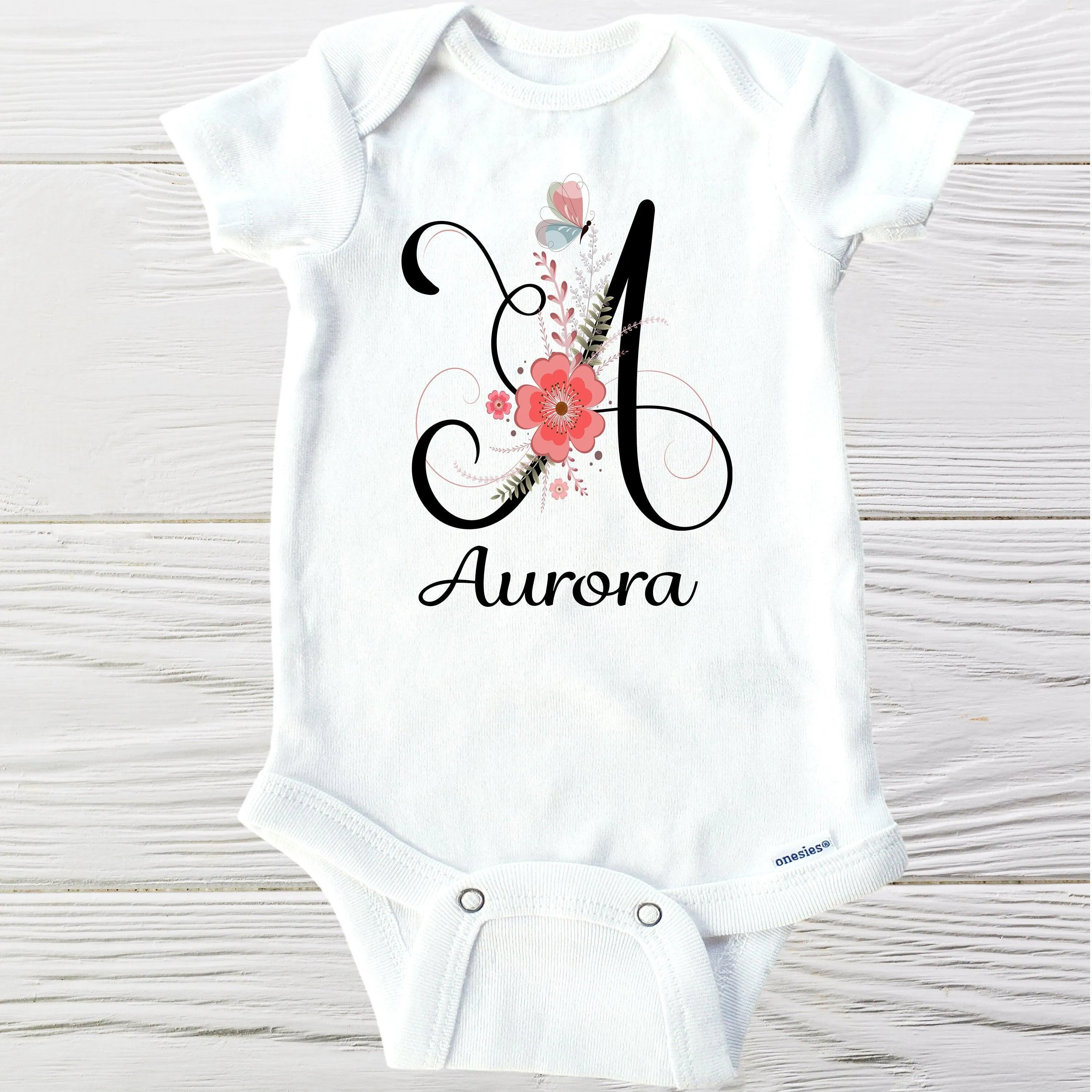 Girls personalized onesie | custom baby onesie|  girl floral name onesie | baby name onesie | girls personalized onesie | initials onesie