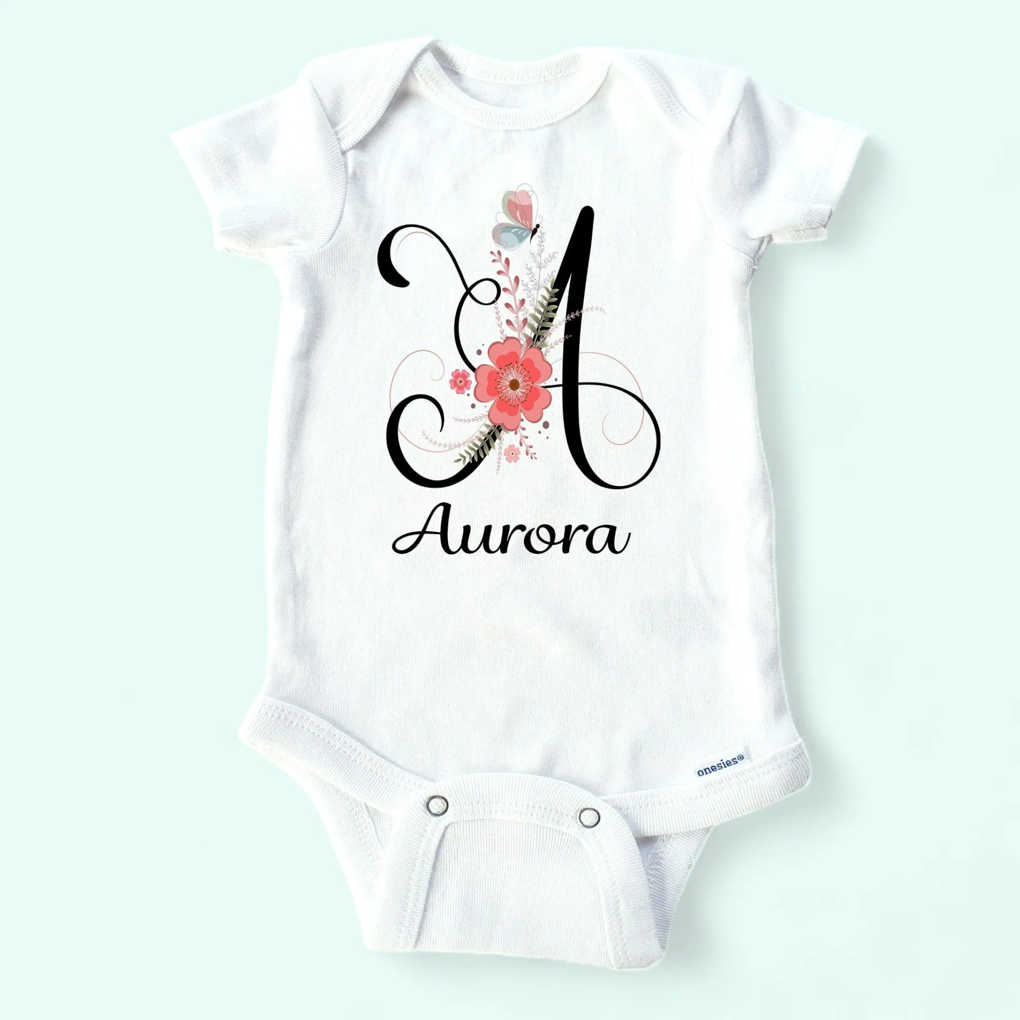 Girls personalized onesie | custom baby onesie|  girl floral name onesie | baby name onesie | girls personalized onesie | initials onesie