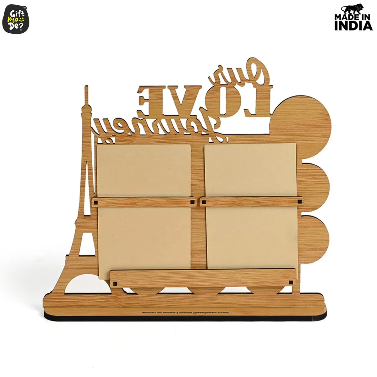 GKD Photo Frame For Couple Gifts home Decor Item Best For Valentine Gifts Anniversary Gift love journey couple wooden table top message frame Eiffel tower showpiece(ecofriendly)