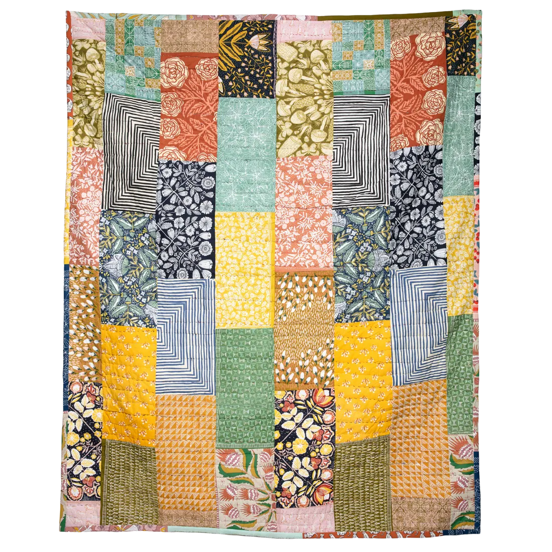 Handmade Handker Log Cabin Bandana Quilt: One-of-a-Kind