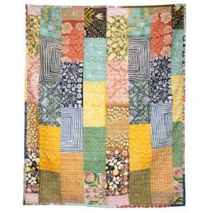 Handmade Handker Log Cabin Bandana Quilt: One-of-a-Kind