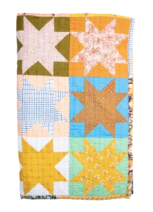 Handmade Handker Sawtooth Star Bandana Quilt: One-of-a-Kind