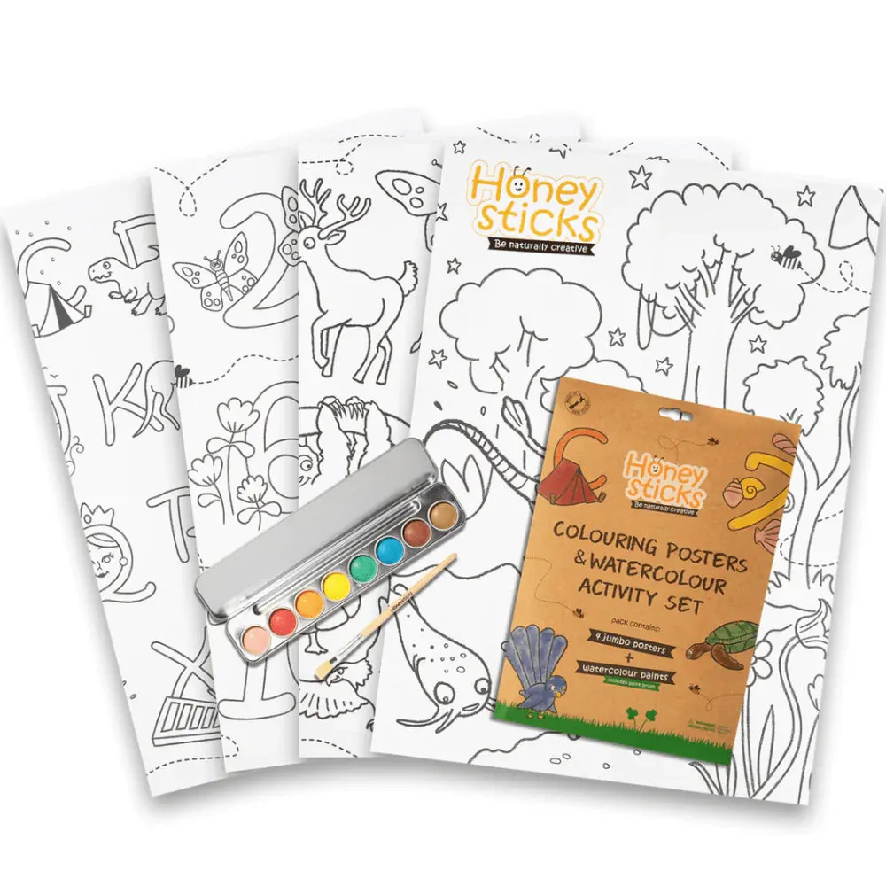 Honey sticks colouring posters and watercolour Activity set