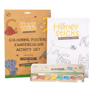 Honey sticks colouring posters and watercolour Activity set