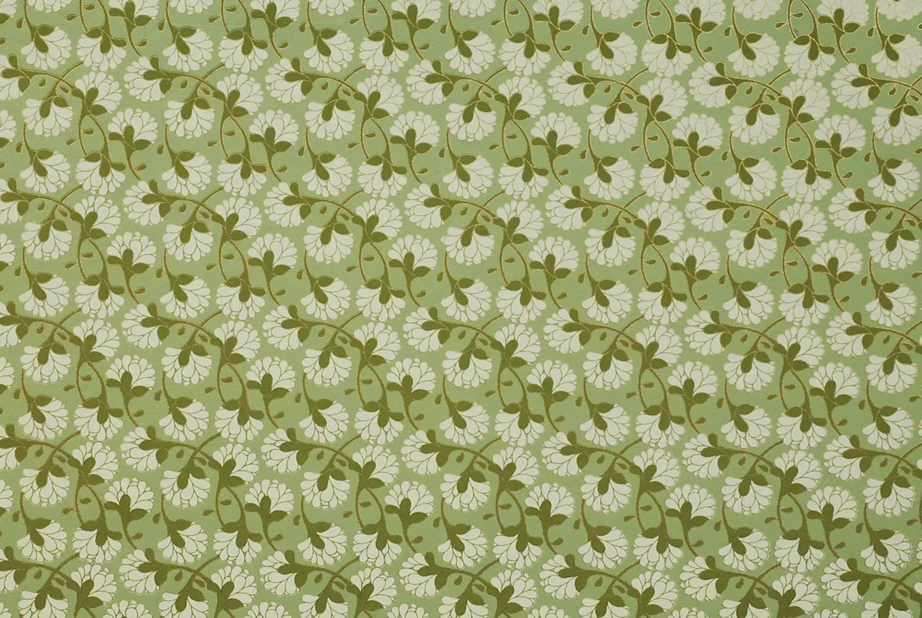 Indian Print Diagonal Flowers on Medium Green