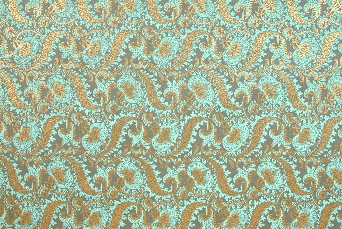 Indian Print Tapestry Mint & Gold