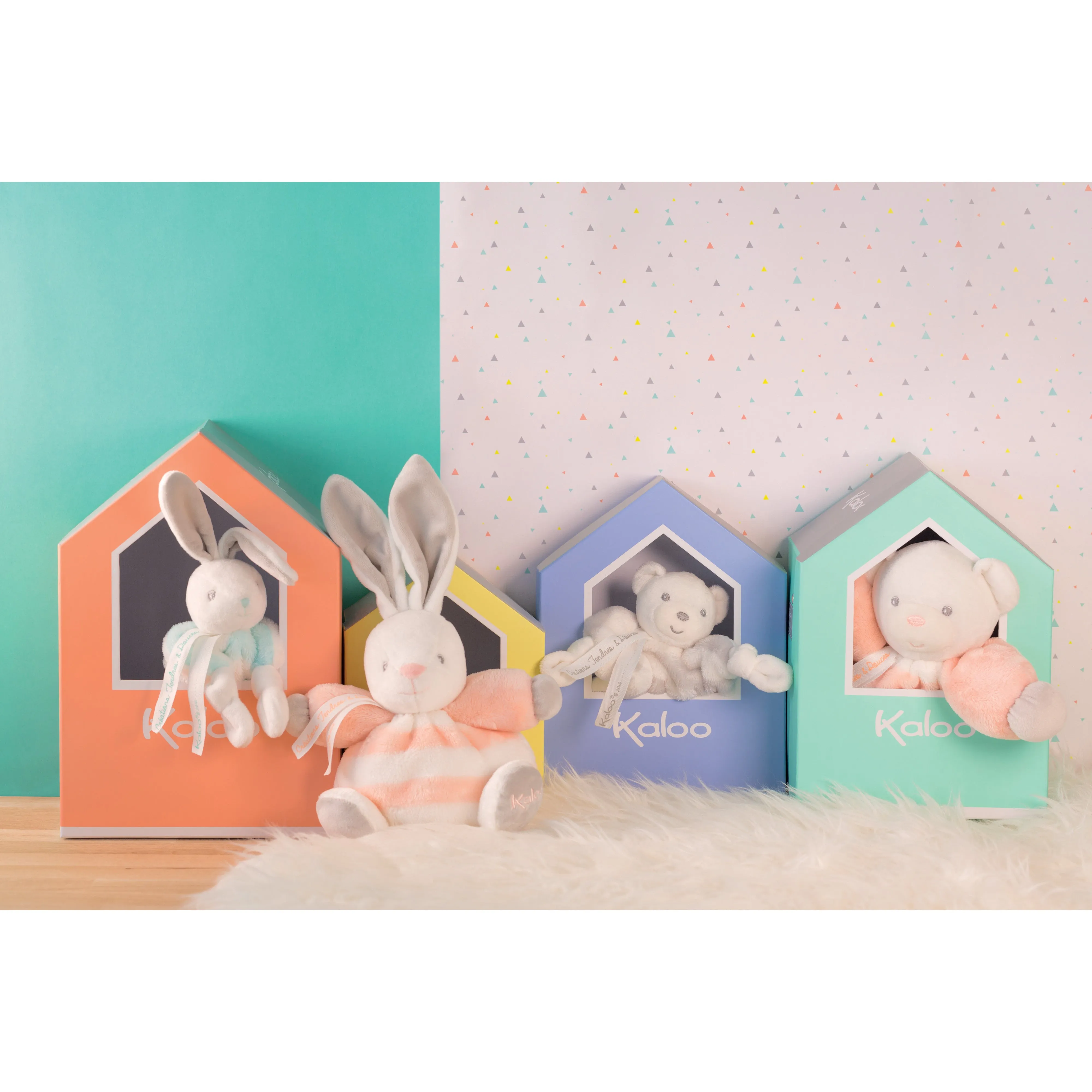 Kaloo Bebe Pastel Chubby Rabbit Peach and Cream Small