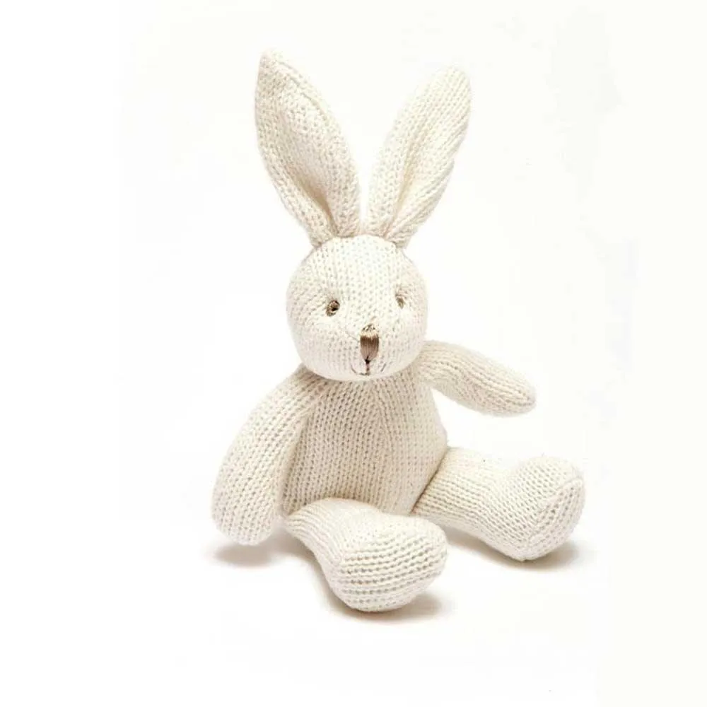 Knitted Organic Cotton White Bunny Rattle