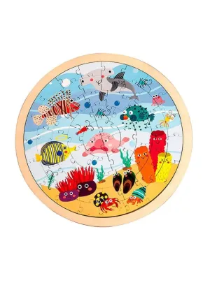 Large Piece jigsaw puzzle games for Kids, Wooden Puzzle 64 Pieces Educational Cartoon Puzzle Game, Ocean