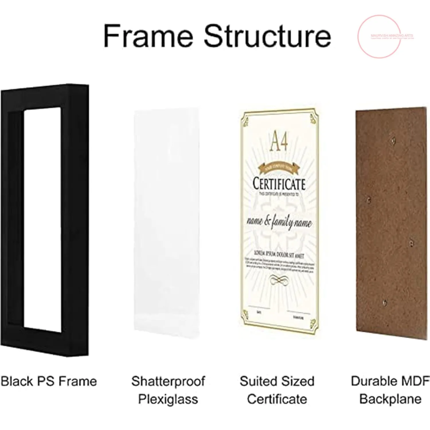 Maurvish Amazing Arts A3 Size Rectangular Shape Photo Frame For Wall (Black- Set Of 1 Picture Frame For Home And Office Decoration, 12 X 18 Inch) Synthetic Wood