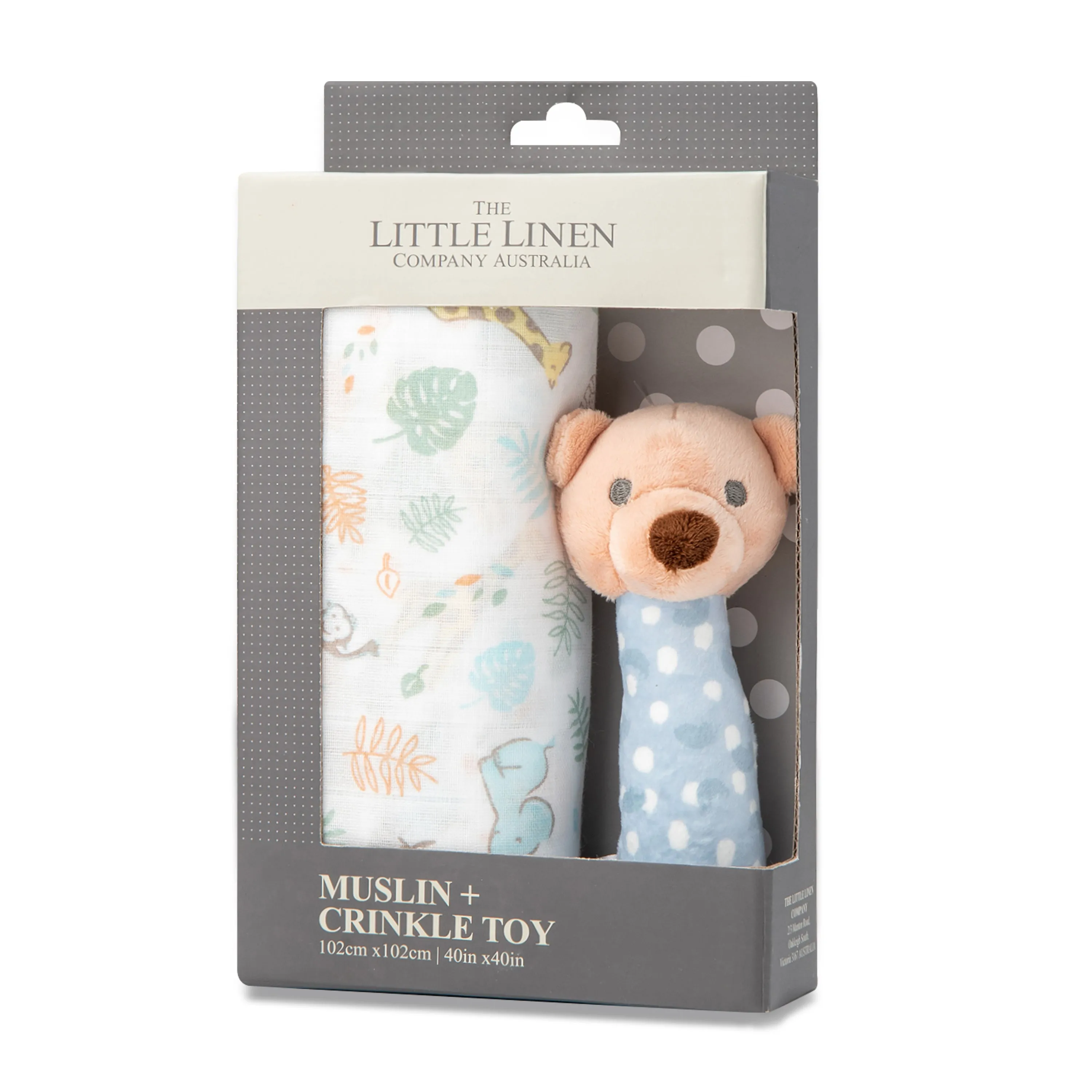 Muslin Wrap & Crinkle Toy - Safari Bear