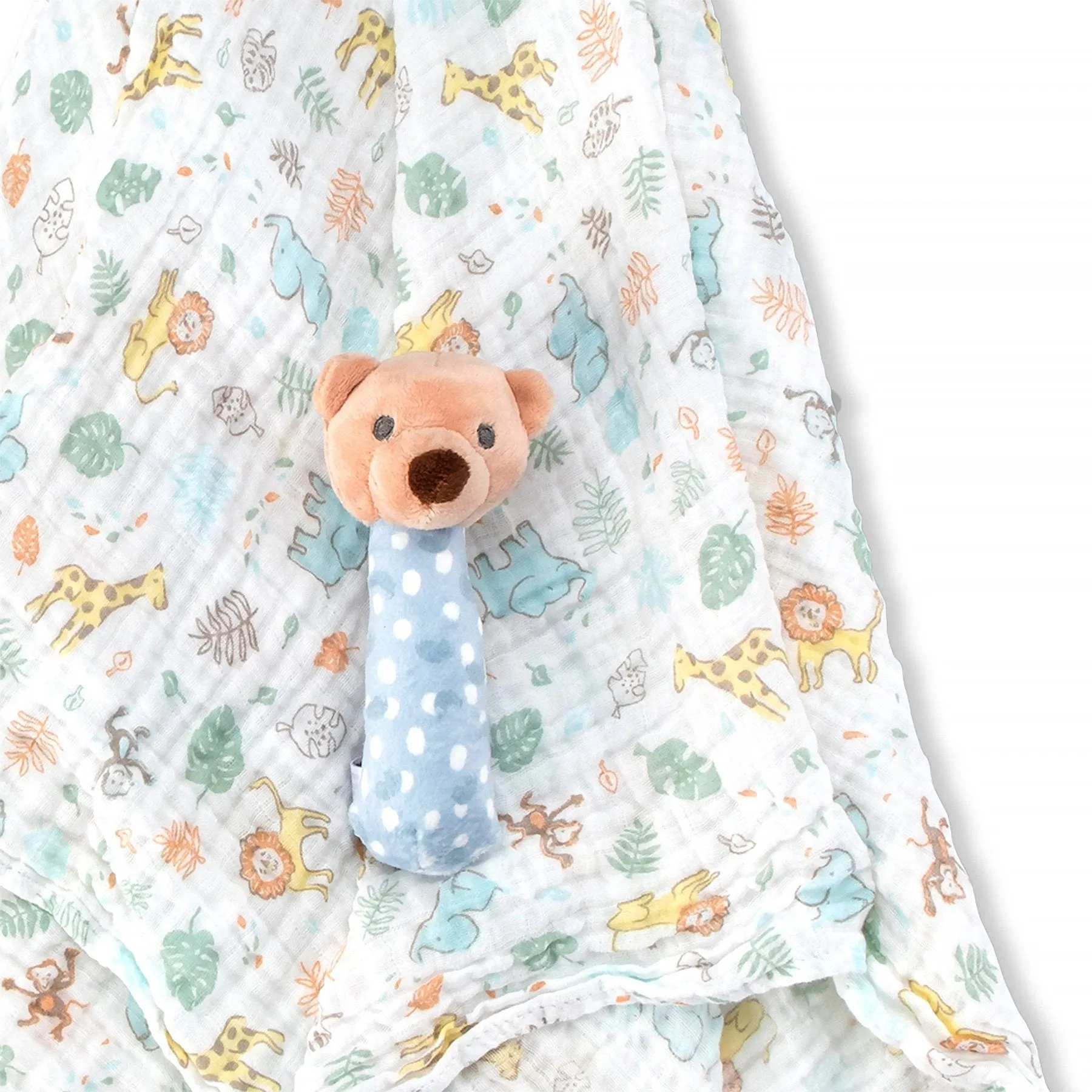 Muslin Wrap & Crinkle Toy - Safari Bear