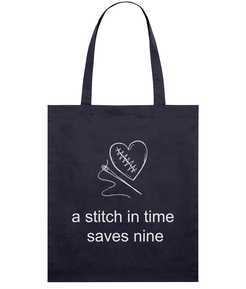 Navy Light Tote Bag - Stitched heart