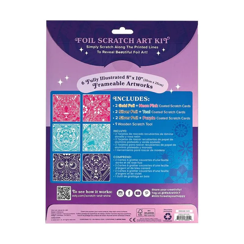 Ooly Scratch & Shine Foil Scratch Art Kit - Geometric Animals