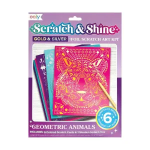 Ooly Scratch & Shine Foil Scratch Art Kit - Geometric Animals