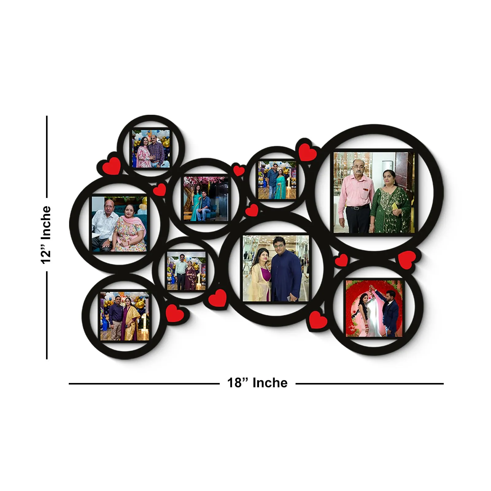 Plan To Gift 9 Photos Customized Frame Customized Frame With Picture Collage Personalized Photo Frames for Wall Decoration Photo Frame Customised Gift (Size 12x18 in/Wooden/Glossy Print)