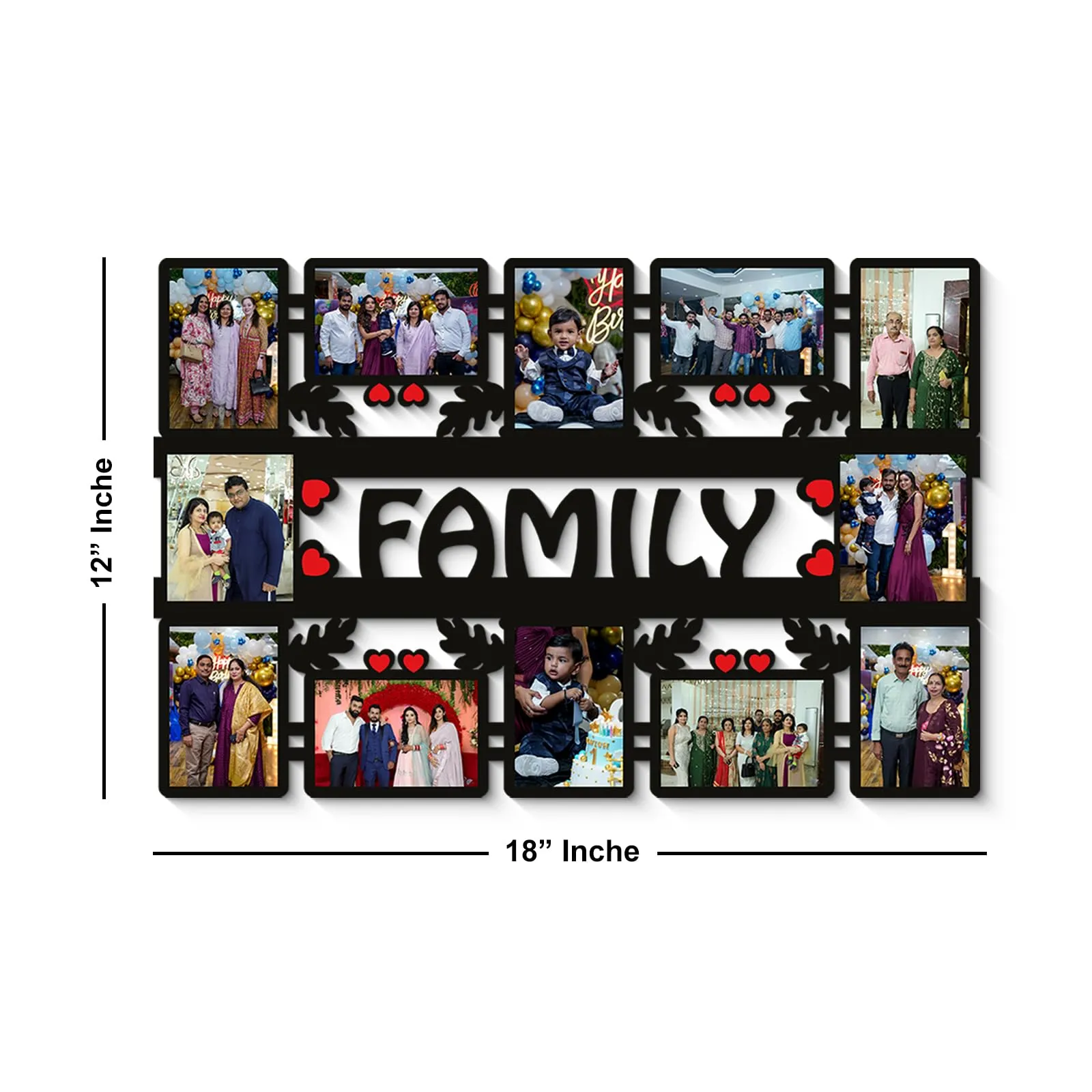 Plan To Gift Family 12 Photos Customized Frame Wooden Personalized Photo Frame Personalized Photo Frames for Wall Decoration Customized Frames for Wall Decor (Size 12x18 in/Wooden/Glossy Print)