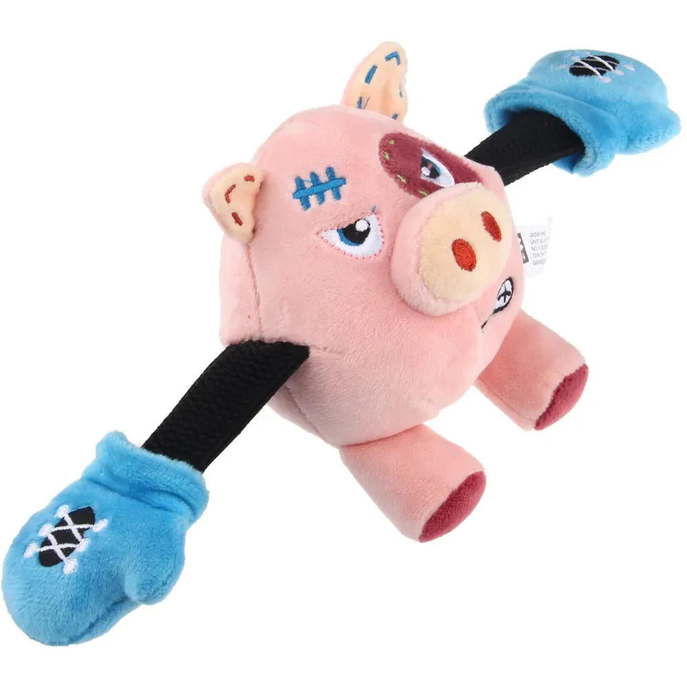 "Rock Zoo 'King Boxer' Pig With Squeaker & Crinkle Paper  Plush/Bungee Arm"