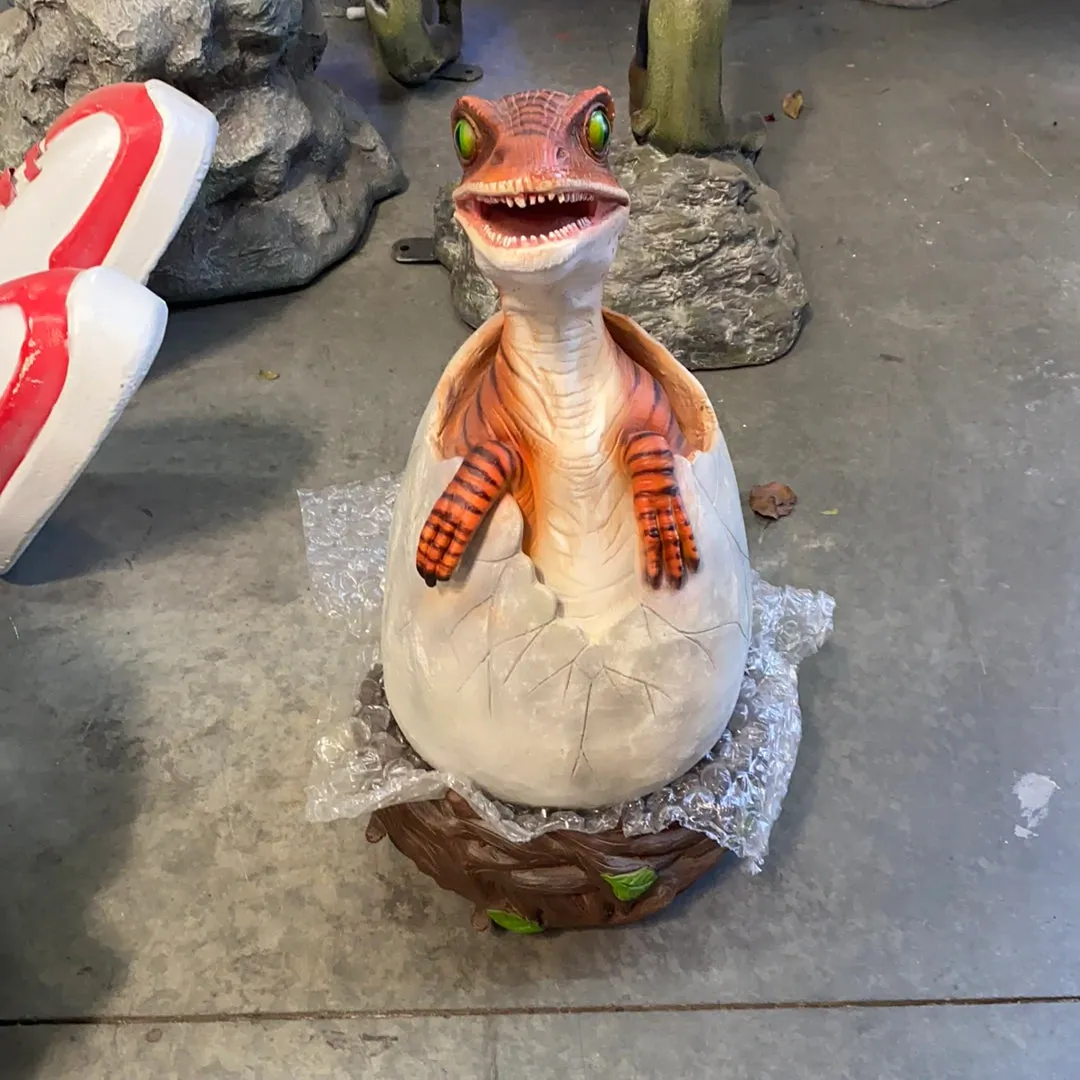 Raptor Dinosaur Hatching Life Size Statue