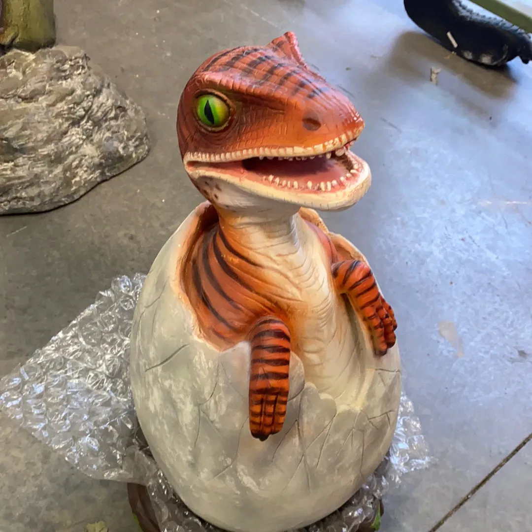 Raptor Dinosaur Hatching Life Size Statue