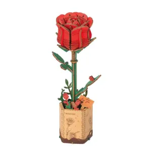 Robotime Rowood Wooden Bloom Craft Model Kit - Red Rose