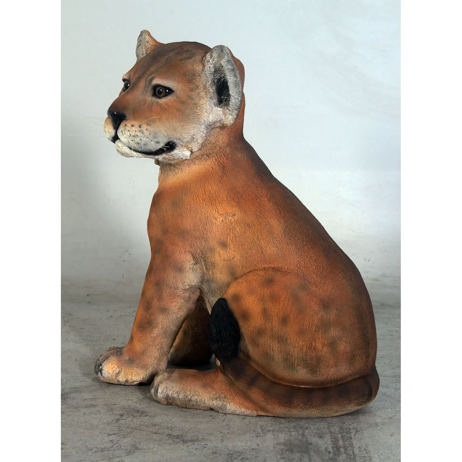 Sitting Lion Cub Life Size Statue