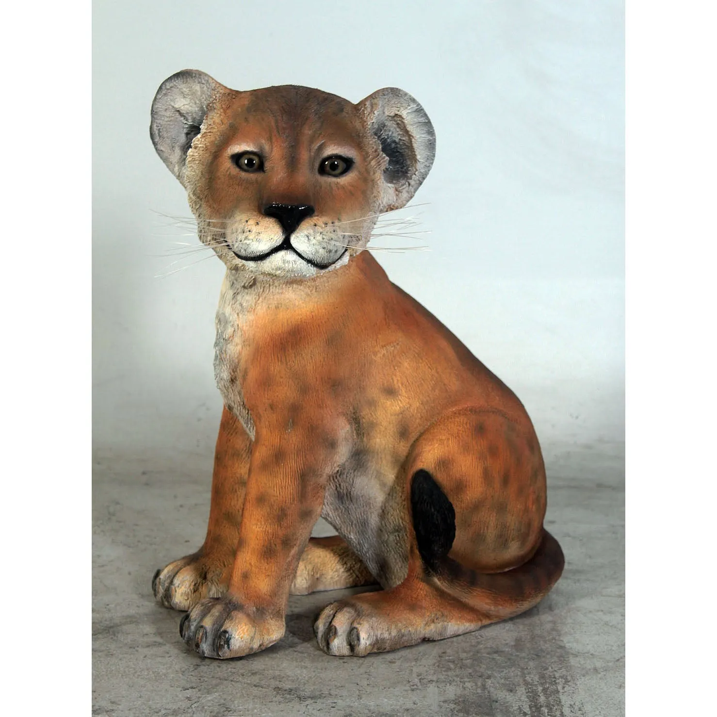 Sitting Lion Cub Life Size Statue