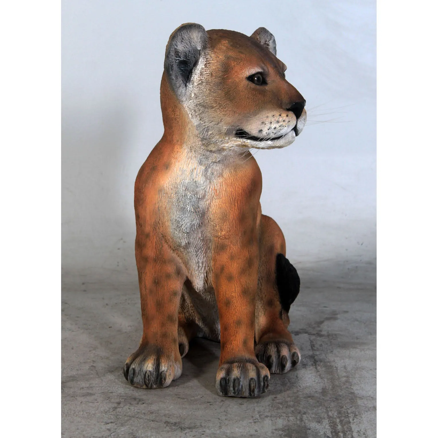 Sitting Lion Cub Life Size Statue